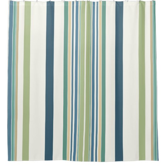 Lichtgroene marineblauwe strepen douchegordijn (Voorkant)
