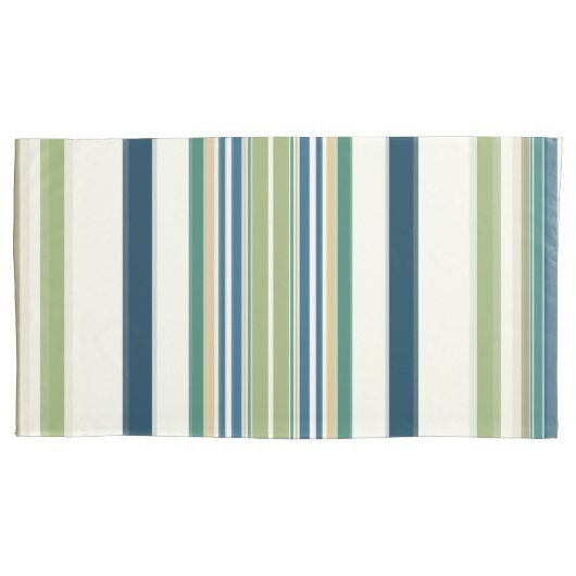 Lichtgroene marineblauwe strepen kussensloop (Voorkant-Links)