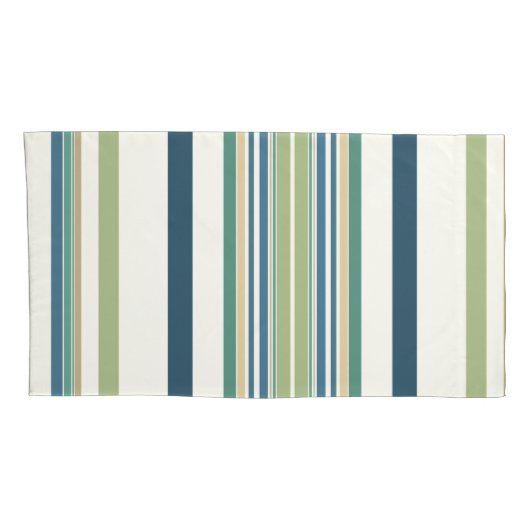 Lichtgroene marineblauwe strepen kussensloop (Achterkant-Rechts)