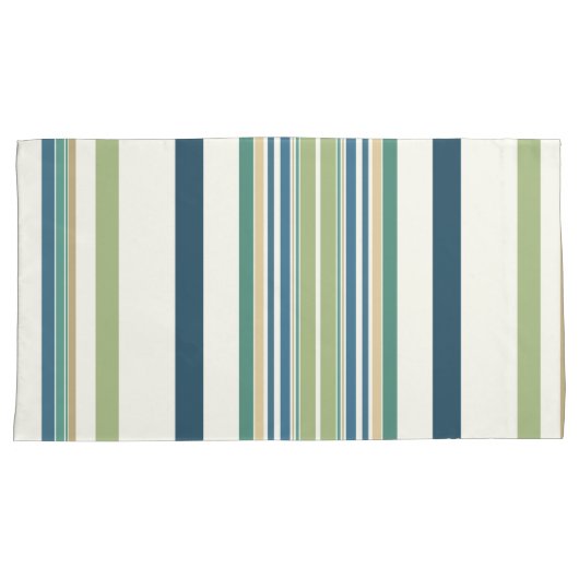 Lichtgroene marineblauwe strepen kussensloop (Voorkant-Rechts)