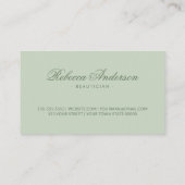 Lichtgroene minimale chic trendy script visitekaartje (Achterkant)