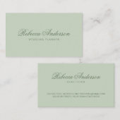 Lichtgroene minimale chic trendy script visitekaartje (Voorkant / Achterkant)