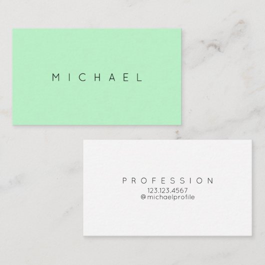 Lichtgroene minimale stijl visitekaartje (Voorkant / Achterkant)