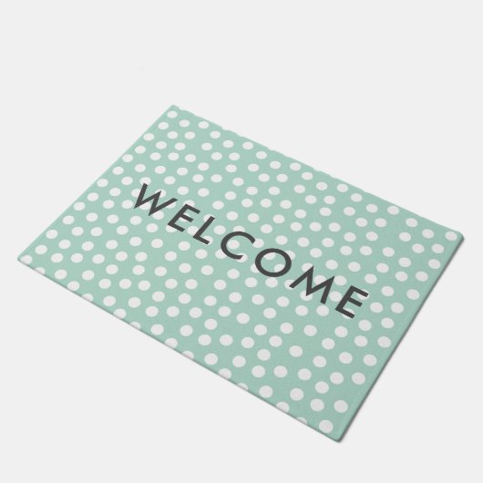 Lichtgroene mint polka dots deurmat (Schuin)