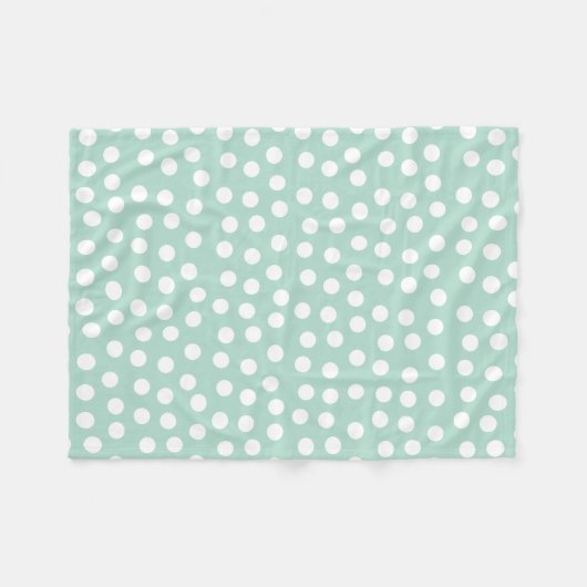 Lichtgroene mint polka dots fleece deken (Voorkant (Horizontaal))