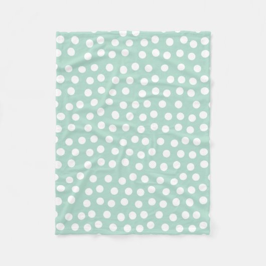 Lichtgroene mint polka dots fleece deken (Voorkant)