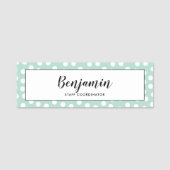 Lichtgroene mint polka dots naamplaatje (Voorkant)