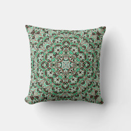 Lichtgroene, mintgroene en bruine mandala. kussen