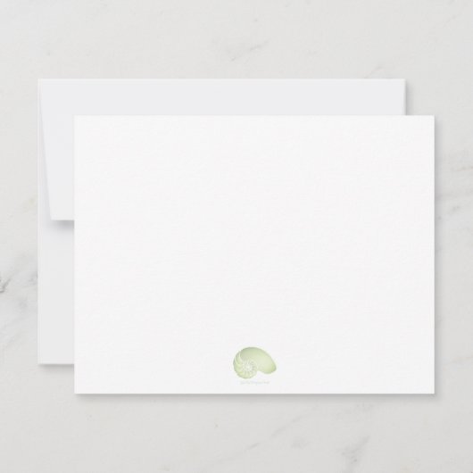 Lichtgroene Nautilus Flat Note-kaart Bedankkaart (Achterkant)