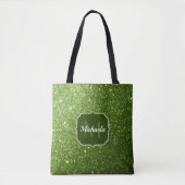Lichtgroene nepschitterende glinsterende Monogram Tote Bag (Voorkant)