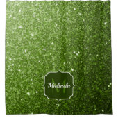 Lichtgroene nepschittertjes Monogram Douchegordijn (Voorkant)