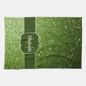 Lichtgroene nepschittertjes Monogram Theedoek (Horizontaal)