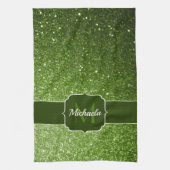 Lichtgroene nepschittertjes Monogram Theedoek (Verticaal)