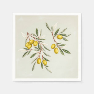 Lichtgroene olijftakken illustratie Elegant Servet