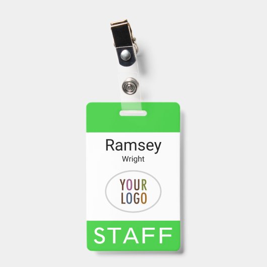 Lichtgroene personeels ID naam badge haspel clip s (Voorzijde met clip)