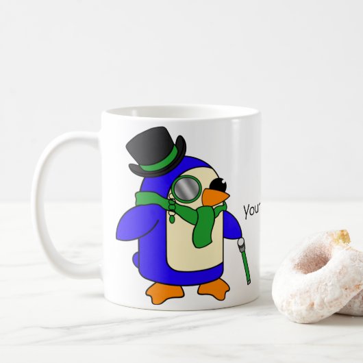 Lichtgroene pinguïns koffiemok (Met donut)