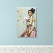 Lichtgroene & Roze Moderne Hanbok Meisje Canvas Pr Afdruk (Insitu (Houten vloer))
