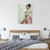 Lichtgroene & Roze Moderne Hanbok Meisje Canvas Pr Afdruk (Insitu (Slaapkamer))