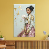 Lichtgroene & Roze Moderne Hanbok Meisje Canvas Pr Afdruk (Insitu (Woonkamer))