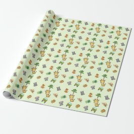 Lichtgroene Safari Verjaardag Cadeaupapier