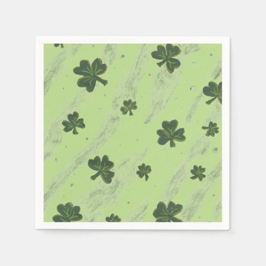 Lichtgroene shamrock patroon cocktail papier serve servet (Voorkant)
