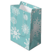 lichtgroene sneeuwvlokken medium cadeauzakje (Voorkant Gekanteld)