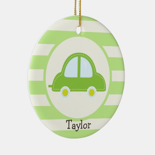 Lichtgroene Speelgoed-auto Keramisch Ornament (Rechts)