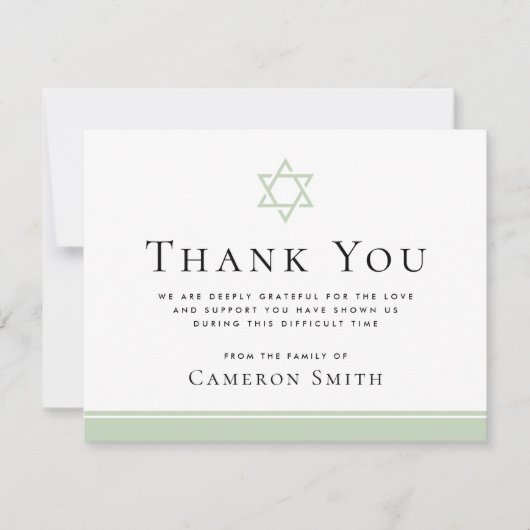 Lichtgroene ster van David begrafenissympathie fot Bedankkaart (Voorkant)
