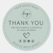 Lichtgroene Sticker Logo Bedankt voor uw bestellin (Voorkant)
