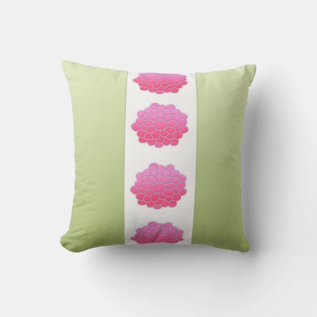 Lichtgroene streep bloem kussen (Voorkant)