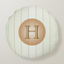 Lichtgroene streep Tan Monogram Ronde Sierkussen Rond Kussen