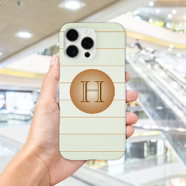 Lichtgroene streepjesmonogram iPhone 16 pro max hoesje