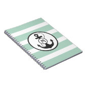 Lichtgroene strepen met ankerpunt en -gram notitieboek (Rechterzijde)