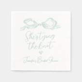 Lichtgroene strik Ze bindt het knoop Vrijgezellenf Servet (Voorkant)