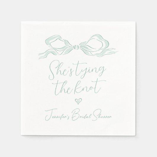 Lichtgroene strik Ze bindt het knoop Vrijgezellenf Servet (Voorkant)