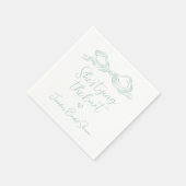 Lichtgroene strik Ze bindt het knoop Vrijgezellenf Servet (Hoek)