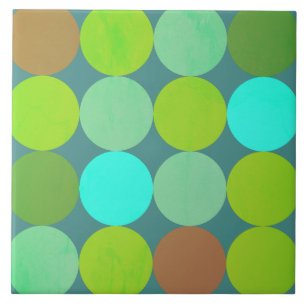 Lichtgroene Teal Turquoise & Roest Kleuren Cirkels Tegeltje