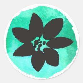 Lichtgroene tropische bloem ronde sticker