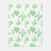 Lichtgroene Tropische Waterverf Leaf Fleece Blanke Deken (Voorkant)