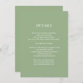 Lichtgroene trouwdetails/informatiekaart informatiekaartje (Voorkant / Achterkant)