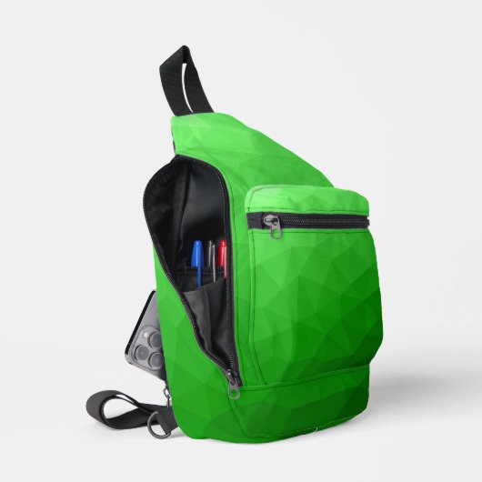 Lichtgroene verloop geometrisch meshpatroon sling bag (Open)