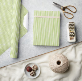 Lichtgroene vintage tikkende streep boerderijstijl cadeaupapier