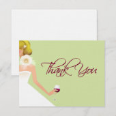 Lichtgroene vlakke dank je kaartbruine wijn bedankkaart (Voorkant / Achterkant)