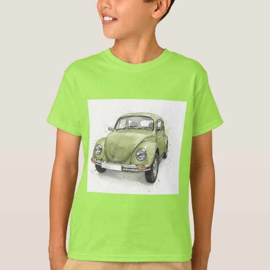 Lichtgroene Volkswagen Kever T-shirt (Voorkant)