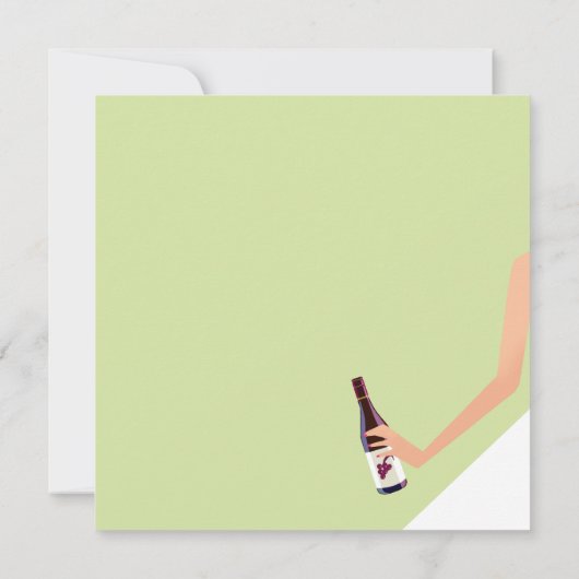 Lichtgroene vrijgezellenfeest-wijnuitnodiging kaart (Achterkant)
