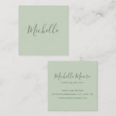 Lichtgroene vrouwelijke minimalist vierkante visitekaartje (Voorkant / Achterkant)