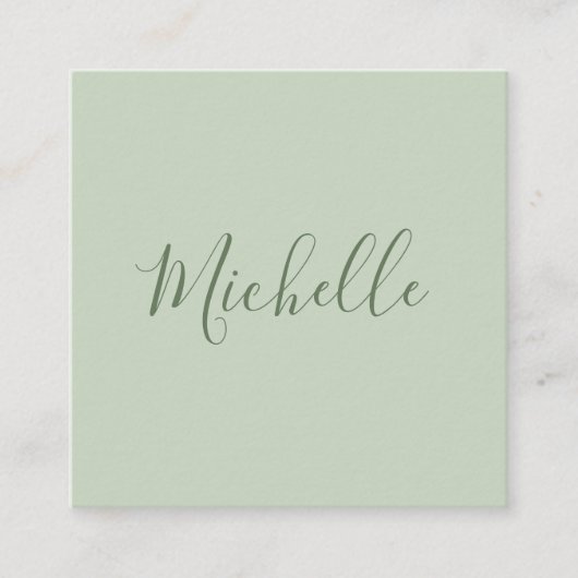 Lichtgroene vrouwelijke minimalist vierkante visitekaartje (Voorkant)