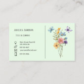 Lichtgroene Vrouwelijke Waterverf Wildflower weide Visitekaartje (Achterkant)