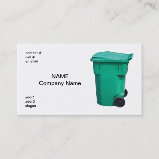 lichtgroene vuilnisbak visitekaartje (Voorkant)