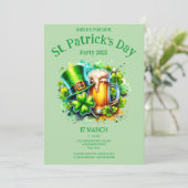 Lichtgroene waterverf St. Patrick's Day Party Kaart (Staand voorkant)